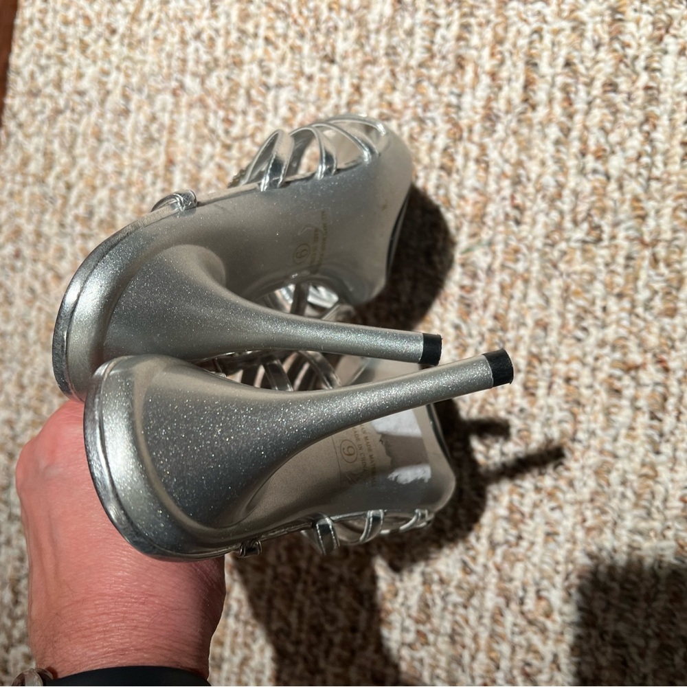 Silver Rhinestone Sandals - Picture 3 of 6